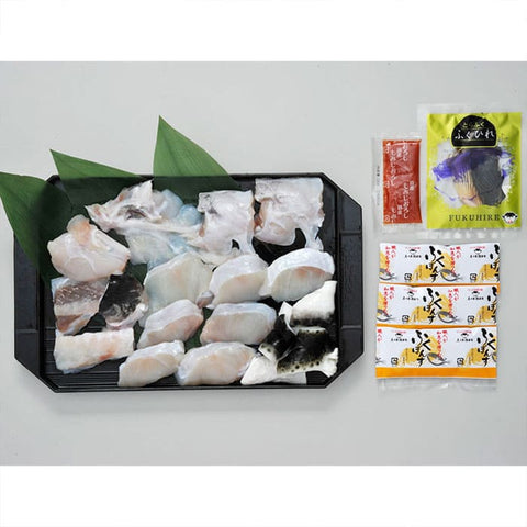 福岡 「ふく太郎本部」 とらふくちりセット (3人前)ひれ酒用のヒレ付