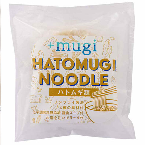 【+mugi】ハトムギ麺＆オオムギ麺のセット　即席麺　化学調味料不使用（各６袋、計１２袋）