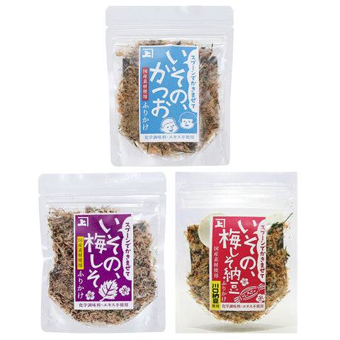 いその、ふりかけセット｜かつお・梅しそ・梅納豆（各20g）